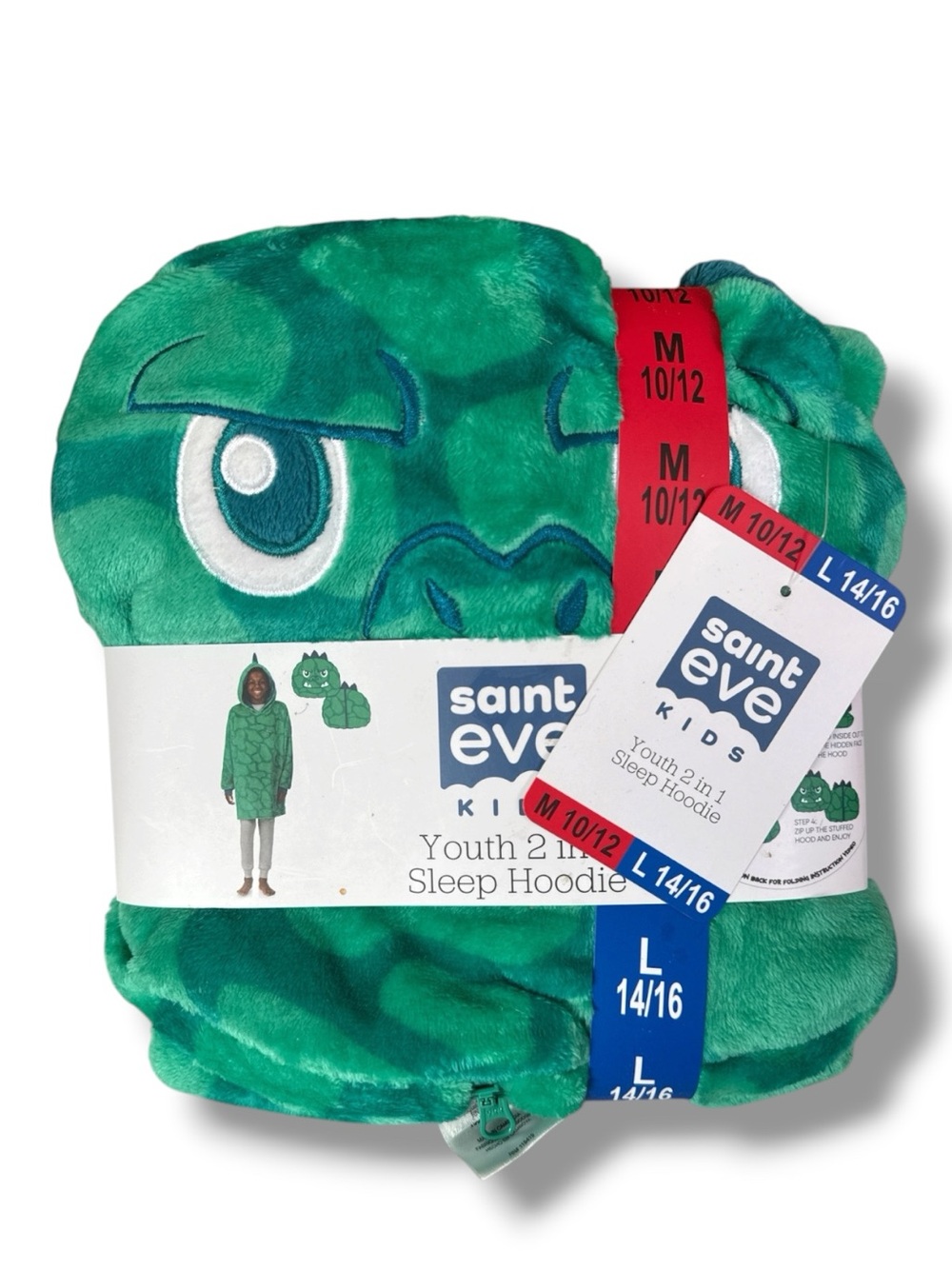 Saint Eve Kids Green Dragon Youth 2-in-1 Sleep Hoodie M 10/12 - L 14/16